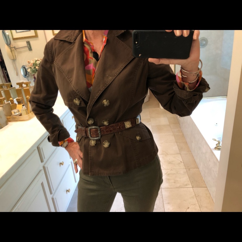 Apt. 9 brown denim jacket, double breasted, Women’s size medium - Picture 4 of 8